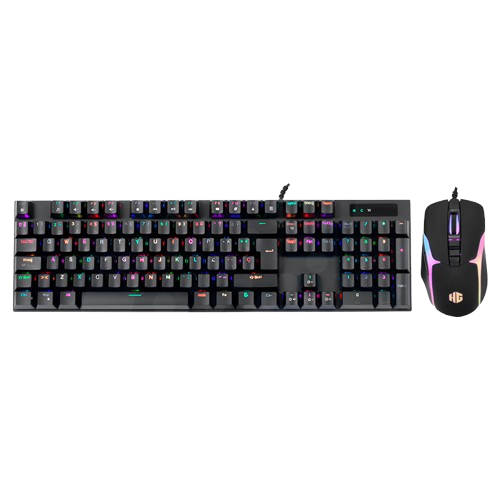 KIT GAMER, HALION, TECLADO MECANICO + MOUSE GAMER DAMOND HA-863C BLACK SWITCH RED RGB