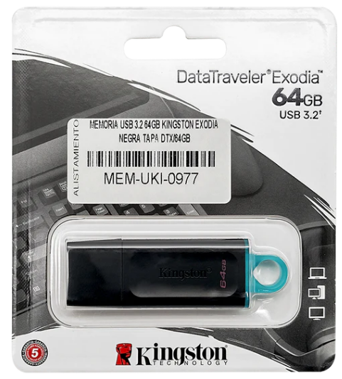 MEMORIA USB, KINGSTON, DATA TRAVELER EXODIA 64GB DTX-NEGRO	