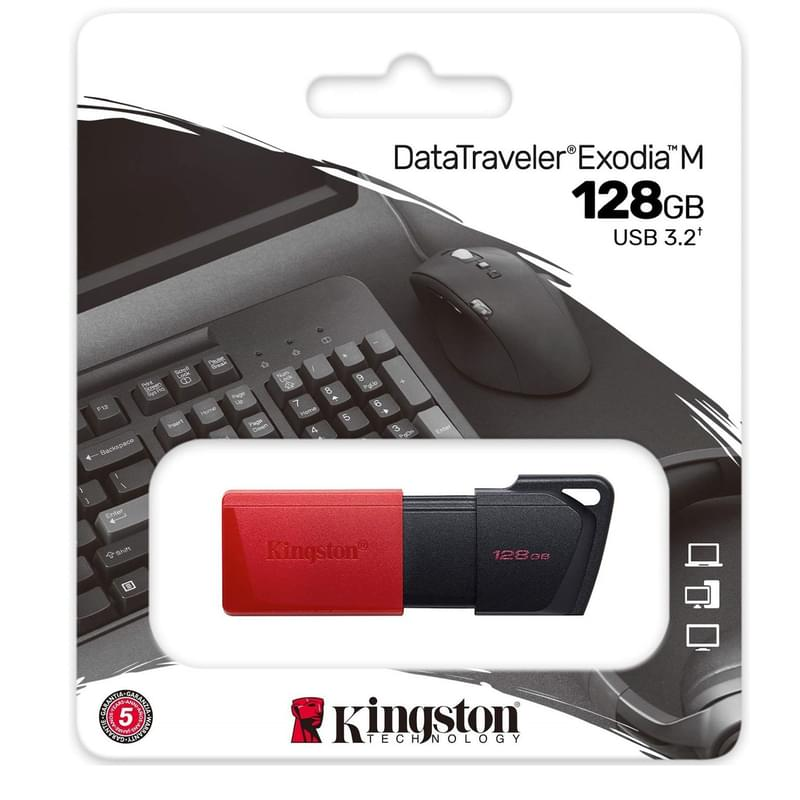 MEMORIA USB, KINGSTON, DATA TRAVELER EXODIA M 128GB DTXM-ROJO	
