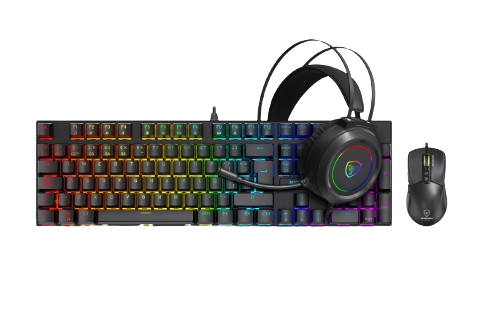 KIT GAMER MIRAGE BLACK MIC GTX2003-3K TECLADO + MOUSE + AURICULAR MICRONICS