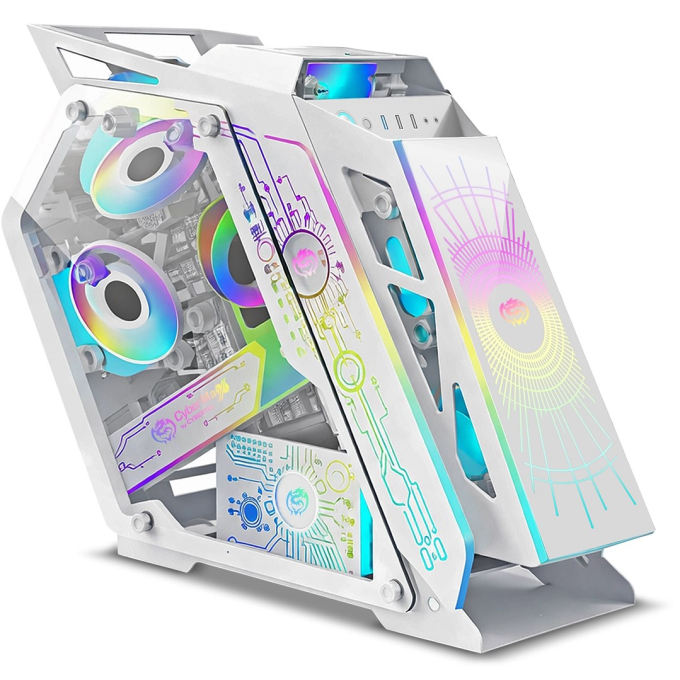 TRANSFORMER WHITE CBX8118W GABINETE 6FAN ARGB (D:43cm W:23cm 43.5cm) CYBERTEL